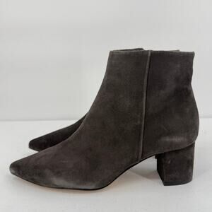 L'Agence Jeannie II Pointed Toe Suede Boots Bootie Block Heel Brown/Gray SIZE 40